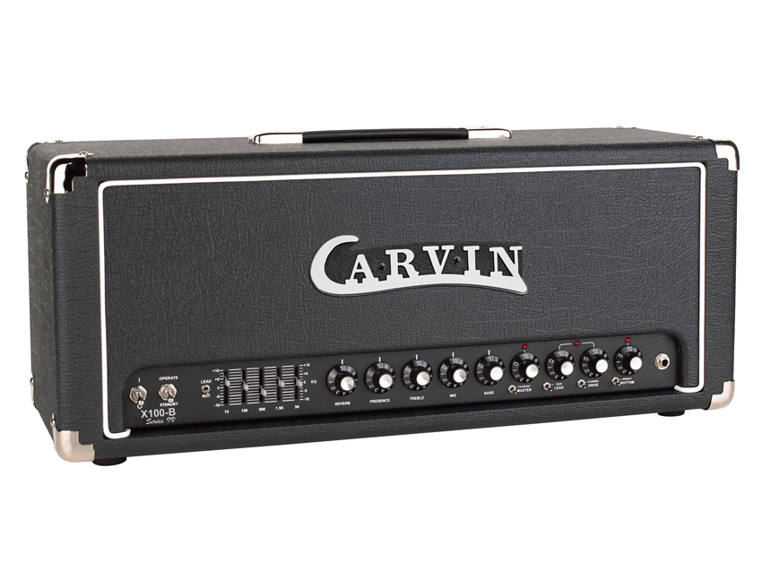The new X-100B reissue retains the old Carvin logo